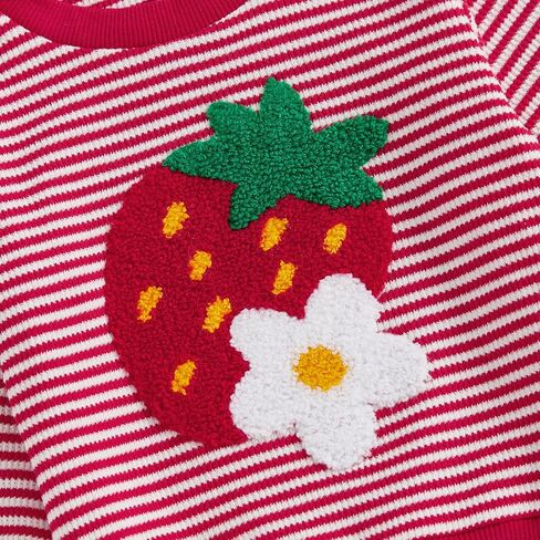 Strawberry Knit Baby Outfit Toddler Girl Strawberry Sweater Striped Knitted Pants and Top Set Fall Winter Clothes in Kuwait