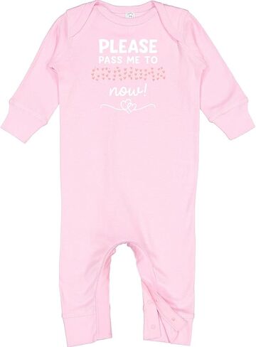 inktastic Funny Please Pass Me To Grandma Now Baby Outfit Baby Romper Coveralls in Kuwait