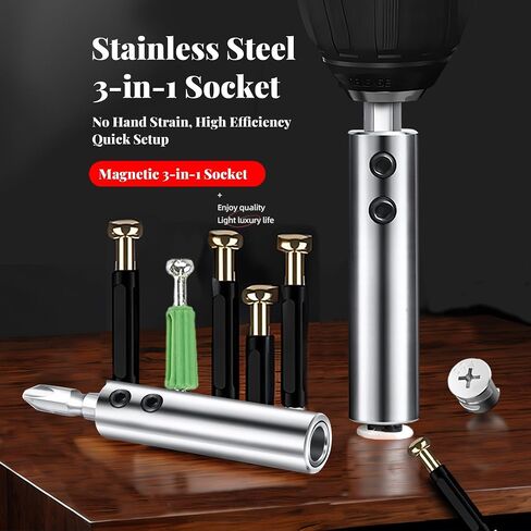 3-in-1 Magnetic Screw Guide for Woodworking – Extension Sleeve for Long Wood Screws – Compatible with All Bits – Ideal for DIY Furniture Assembly & Carpentry in Saudi Arabia