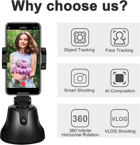 مثبت Gimbal لترايش تتبع الهواتف الذكية مع تتبع AI Tracking 360 التناوب التلقائي التلقائي على Vlog و YouTube و Tiktok وتسجيل الفيديو in Saudi Arabia