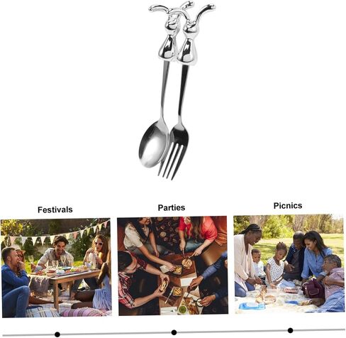 2pcs Rabbit Shaped Boys and Girls Fork Spoon Stainless Steel Boy Girl Eating Utensils Comfortable to Hold in Saudi Arabia