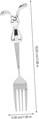 2pcs Rabbit Shaped Boys and Girls Fork Spoon Stainless Steel Boy Girl Eating Utensils Comfortable to Hold in Saudi Arabia