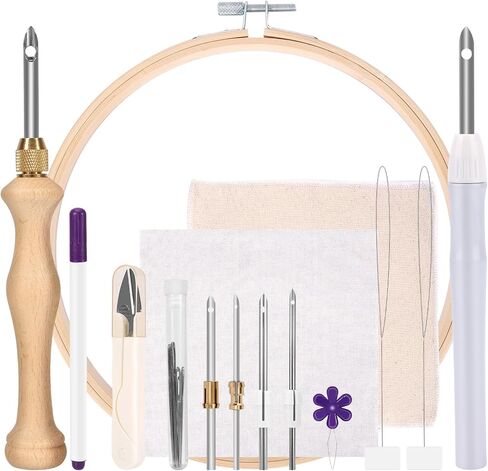 Pllieay Punch Needle, Wooden Punch Needle Tool, Adjustable Embroidery Punch Needle Tool for Punch Needle, DIY Craft Stitching in Saudi Arabia