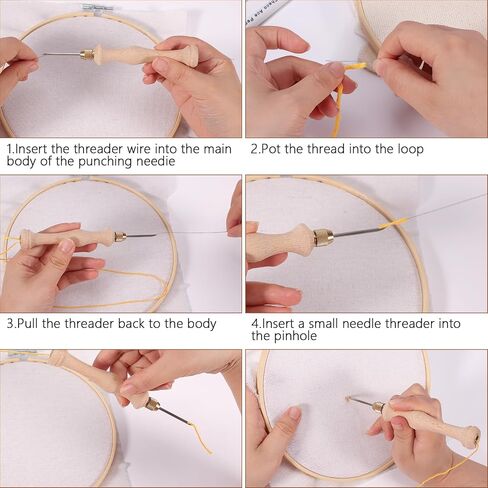 Pllieay Punch Needle, Wooden Punch Needle Tool, Adjustable Embroidery Punch Needle Tool for Punch Needle, DIY Craft Stitching in Saudi Arabia
