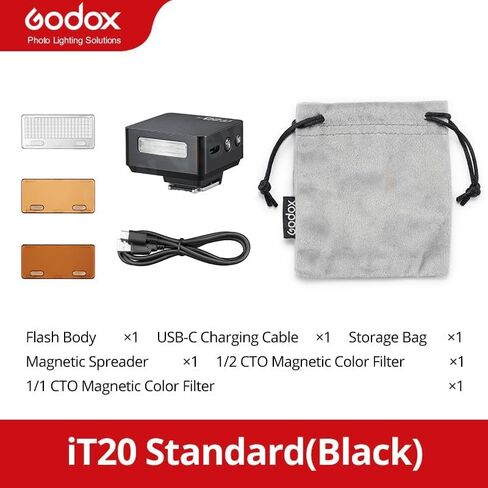 Godox IT20 S IT20S Mini Camera Flash for Sony, TTL Godox Flash,700+ Full Power,1.5s Recycle Time,USB-C Charging, with Magnetic Diffuser & Filter -Black in Saudi Arabia