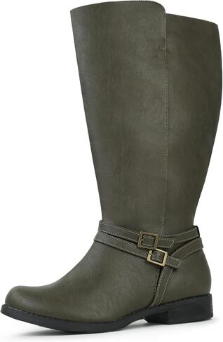 Women's Super Extra Wide Calf Side Zipper Double Buckle Knee High Riding Boots in Kuwait
