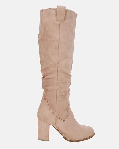 Juliet Holy Women's Knee High Boots chunky Block Heel Wide Round Round Toe Side Side Slid in Kuwait