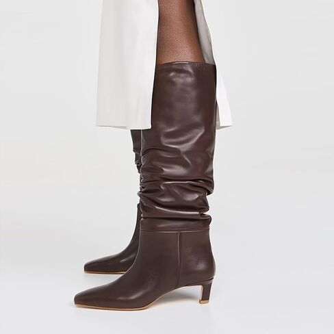 KysBloes Knee High Slouch Boots for Women Low Kitten Heel Long Boot Square Toe Fall Slouchy Boots Comfortable Fashion Shoes in Kuwait