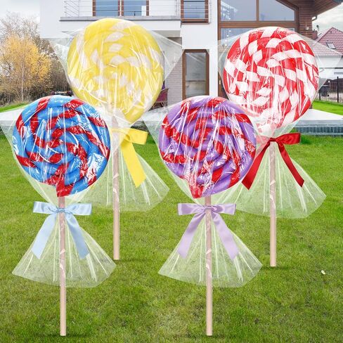 Maasechs 4 Set Jumbo Lollipop DIY Kits, Large Fake Candy Props, Huge Lollipop Model for Photography, Yard Signs, Party Decorations(Red,Yellow,Blue,Purple) in Saudi Arabia