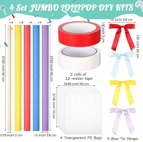 Maasechs 4 Set Jumbo Lollipop DIY Kits, Large Fake Candy Props, Huge Lollipop Model for Photography, Yard Signs, Party Decorations(Red,Yellow,Blue,Purple) in Saudi Arabia