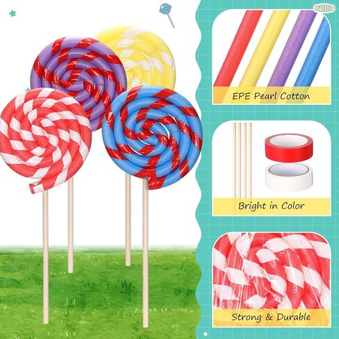 Maasechs 4 Set Jumbo Lollipop DIY Kits, Large Fake Candy Props, Huge Lollipop Model for Photography, Yard Signs, Party Decorations(Red,Yellow,Blue,Purple) in Saudi Arabia