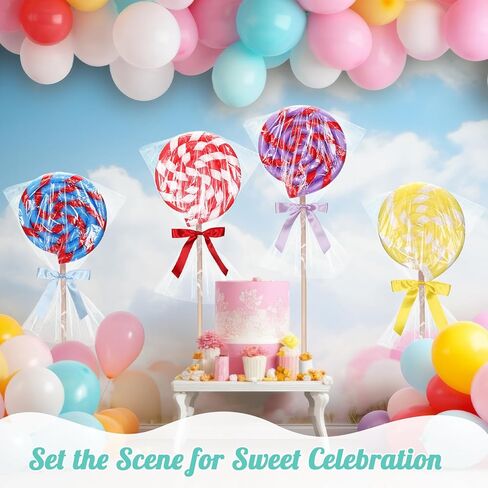 Maasechs 4 Set Jumbo Lollipop DIY Kits, Large Fake Candy Props, Huge Lollipop Model for Photography, Yard Signs, Party Decorations(Red,Yellow,Blue,Purple) in Saudi Arabia
