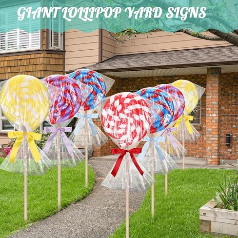Maasechs 4 Set Jumbo Lollipop DIY Kits, Large Fake Candy Props, Huge Lollipop Model for Photography, Yard Signs, Party Decorations(Red,Yellow,Blue,Purple) in Saudi Arabia