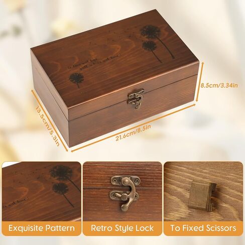 Sewing Kit, Wooden Sewing Kit Box for Adults, Wooden Sewing Basket with Accessories, Home Sewing Basket Stitching Repair Kit for Beginner, Women, Men,Vintage Embroidery Scissors Kit (Retro Brown) in Saudi Arabia