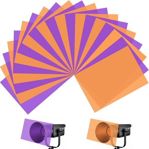 30 Pcs Halloween Light Gels Colored, Halloween Correction Gel Filter | Light Covers Transparent Film Plastic Sheets in Purple Brown and Orange, 11.7 x 8.3 in in Saudi Arabia