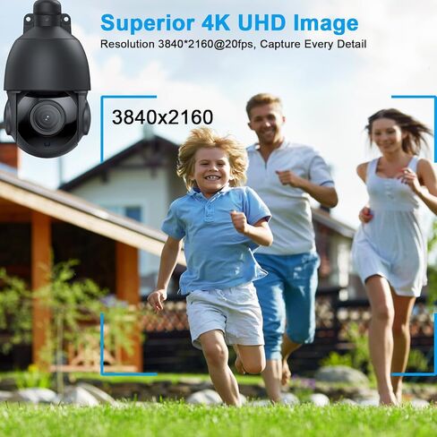 4K 30x Zoom Outdoor PTZ Security Poe IP Camera ، 8MP SPEED DOPE CAMERANCE مع الكشف البشري ، رؤية ليلية 390 قدمًا ، نقاشين ، فتحة بطاقة SD ， 24/7 تسجيل ، RTSP ONVIF متوافق in Kuwait