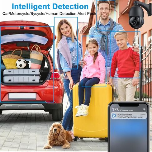 4K 30x Zoom Outdoor PTZ Security Poe IP Camera ، 8MP SPEED DOPE CAMERANCE مع الكشف البشري ، رؤية ليلية 390 قدمًا ، نقاشين ، فتحة بطاقة SD ， 24/7 تسجيل ، RTSP ONVIF متوافق in Kuwait