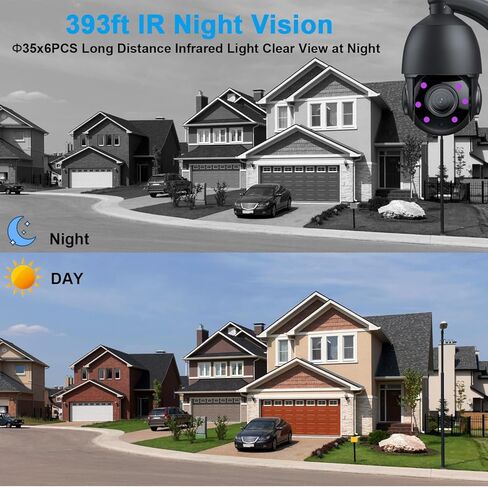 4K 30x Zoom Outdoor PTZ Security Poe IP Camera ، 8MP SPEED DOPE CAMERANCE مع الكشف البشري ، رؤية ليلية 390 قدمًا ، نقاشين ، فتحة بطاقة SD ， 24/7 تسجيل ، RTSP ONVIF متوافق in Kuwait