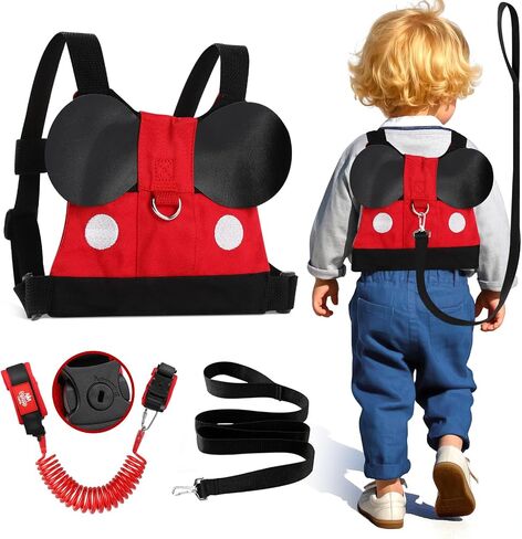 Lehoo Castle Toddler Leash for Walking, Baby Leashes for Toddlers Boys 4-in-1, Kid Harness with Leash, Child Safety Leash Anti Lost Wrist Link (Mickey) in Saudi Arabia