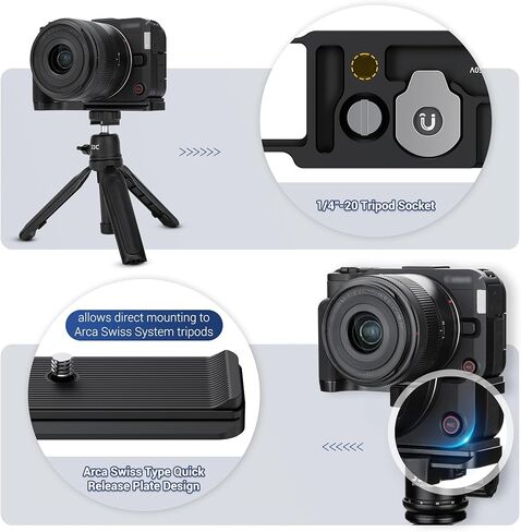 JJC Metal Hand Grip L Bracket for Canon EOS R50 V Camera(Not for R50), R50V Handgrip with Cold Shoe Mount, Silicone Handle, Anti-Slip Pad, Arca Swiss Quick Release Plate & 1/4"-20 Tripod Hole, Black in Saudi Arabia