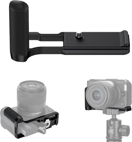 JJC Metal Hand Grip L Bracket for Canon EOS R50 V Camera(Not for R50), R50V Handgrip with Cold Shoe Mount, Silicone Handle, Anti-Slip Pad, Arca Swiss Quick Release Plate & 1/4"-20 Tripod Hole, Black in Saudi Arabia