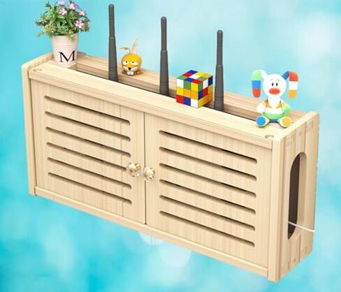 جهاز التوجيه رف الجدار المثبت على الجدار المخزن تخزين رف رف الأسلاك WiFi مربع WiFii Router Rucker Rack ، C-48x24cm in Kuwait