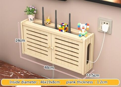 جهاز التوجيه رف الجدار المثبت على الجدار المخزن تخزين رف رف الأسلاك WiFi مربع WiFii Router Rucker Rack ، C-48x24cm in Kuwait