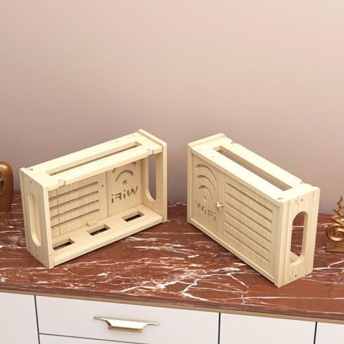جهاز التوجيه رف الجدار المثبت على الجدار المخزن تخزين رف رف الأسلاك WiFi مربع WiFii Router Rucker Rack ، C-48x24cm in Kuwait
