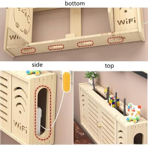 جهاز التوجيه رف الجدار المثبت على الجدار المخزن تخزين رف رف الأسلاك WiFi مربع WiFii Router Rucker Rack ، C-48x24cm in Kuwait