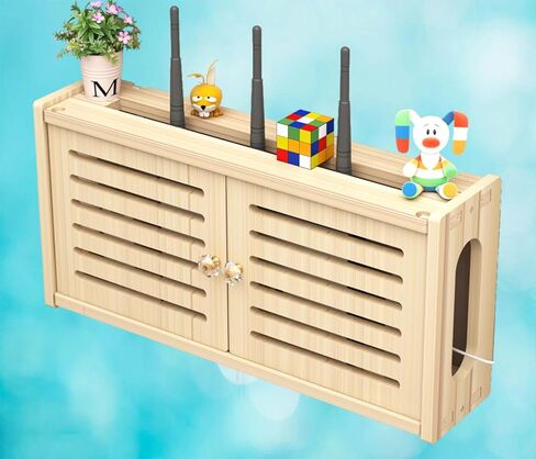 جهاز التوجيه رف الجدار المثبت على الجدار المخزن تخزين رف رف الأسلاك WiFi مربع WiFii Router Rucker Rack ، C-48x24cm in Kuwait
