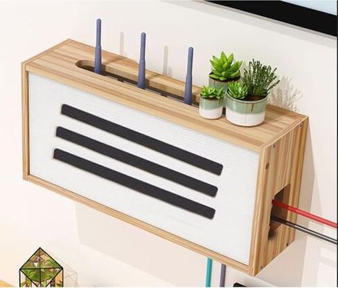 جهاز التوجيه ، صندوق تخزين WIFI WIFI ، مربع تخزين منظم الكابلات ET TV Cable Hide ، رفوف توجيه مثبتة على الحائط ، رفوف عائمة (بنية) in Saudi Arabia