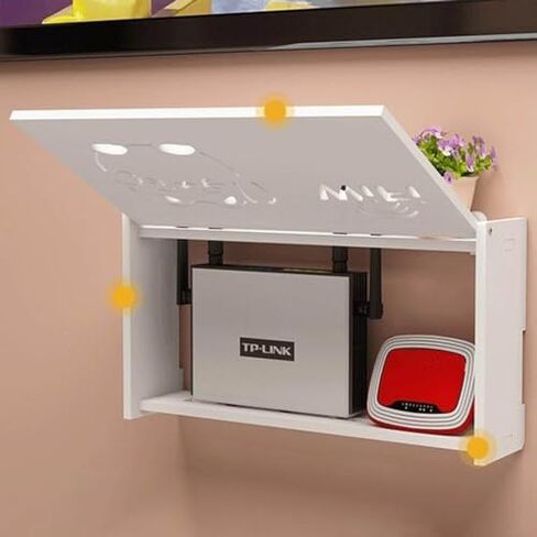 جهاز التوجيه ، صندوق تخزين WIFI WIFI ، مربع تخزين منظم الكابلات ET TV Cable Hide ، رفوف توجيه مثبتة على الحائط ، رفوف عائمة (بنية) in Saudi Arabia