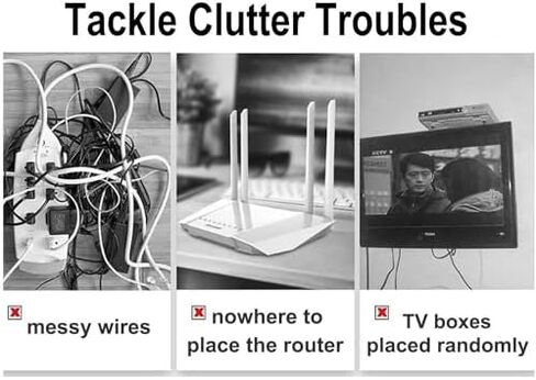 جهاز التوجيه ، صندوق تخزين WIFI WIFI ، مربع تخزين منظم الكابلات ET TV Cable Hide ، رفوف توجيه مثبتة على الحائط ، رفوف عائمة (بنية) in Saudi Arabia