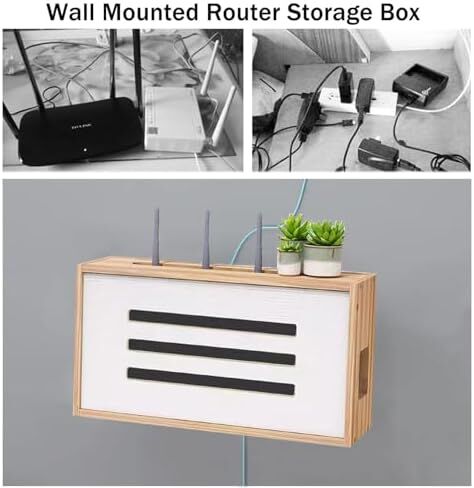 جهاز التوجيه ، صندوق تخزين WIFI WIFI ، مربع تخزين منظم الكابلات ET TV Cable Hide ، رفوف توجيه مثبتة على الحائط ، رفوف عائمة (بنية) in Saudi Arabia