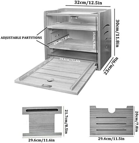 Wooden Router Storage Box Desktop Hider Rack WiFi Router Fenches Router Organizer Power Strip and Cable Management Storage Box in Saudi Arabia