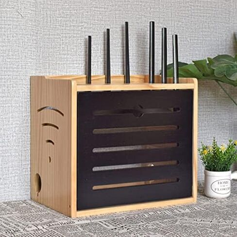 Wooden Router Storage Box Desktop Hider Rack WiFi Router Fenches Router Organizer Power Strip and Cable Management Storage Box in Saudi Arabia