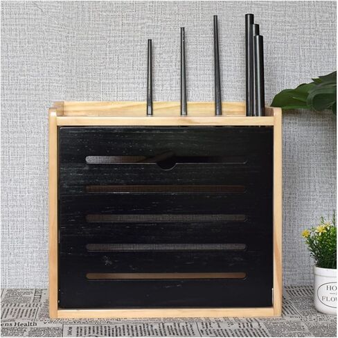 Wooden Router Storage Box Desktop Hider Rack WiFi Router Fenches Router Organizer Power Strip and Cable Management Storage Box in Saudi Arabia