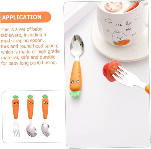 BESPORTBERMOBLE Stainless Steel Boy Girl Fork Spoon School Lunch Excesssories for Boys and Girls Silverware for High Cair Owher in Saudi Arabia