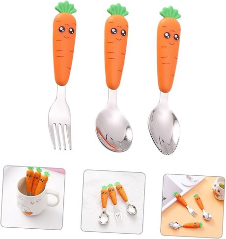 BESPORTBERMOBLE Stainless Steel Boy Girl Fork Spoon School Lunch Excesssories for Boys and Girls Silverware for High Cair Owher in Saudi Arabia