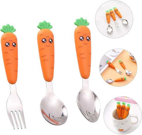 BESPORTBERMOBLE Stainless Steel Boy Girl Fork Spoon School Lunch Excesssories for Boys and Girls Silverware for High Cair Owher in Saudi Arabia