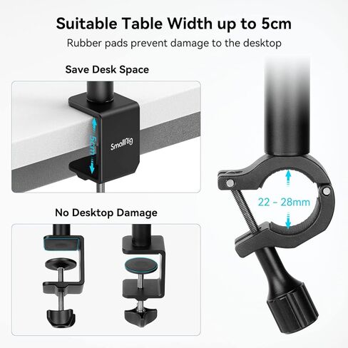 Bundle：SmallRig Camera Desk Mount Table Stand with Magic Arm and 1/4" Ball Head and Tripod Fluid Head Pan Tilt Head with Quick Release Plate in Saudi Arabia