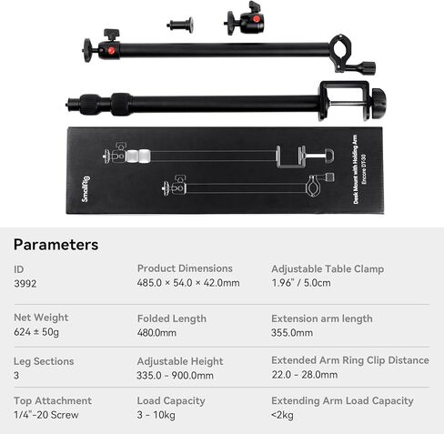 Bundle：SmallRig Camera Desk Mount Table Stand with Magic Arm and 1/4" Ball Head and Tripod Fluid Head Pan Tilt Head with Quick Release Plate in Saudi Arabia