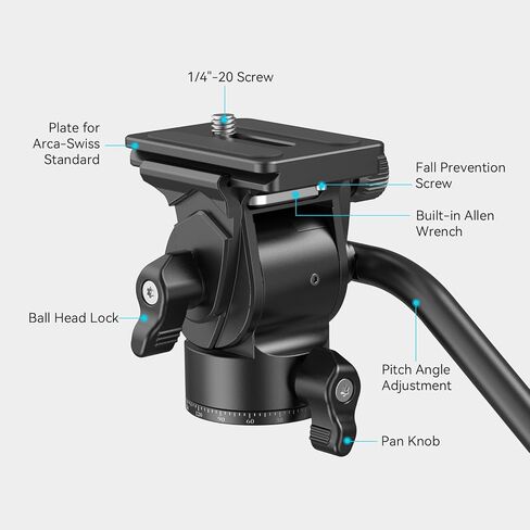 Bundle：SmallRig Camera Desk Mount Table Stand with Magic Arm and 1/4" Ball Head and Tripod Fluid Head Pan Tilt Head with Quick Release Plate in Saudi Arabia