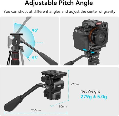 Bundle：SmallRig Camera Desk Mount Table Stand with Magic Arm and 1/4" Ball Head and Tripod Fluid Head Pan Tilt Head with Quick Release Plate in Saudi Arabia