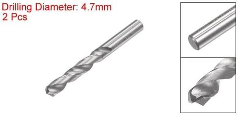 #US 2pcs 4.7mm C2/K20 Tungsten Straight Shank Spiral Flutes Twist Drill Bit in Saudi Arabia