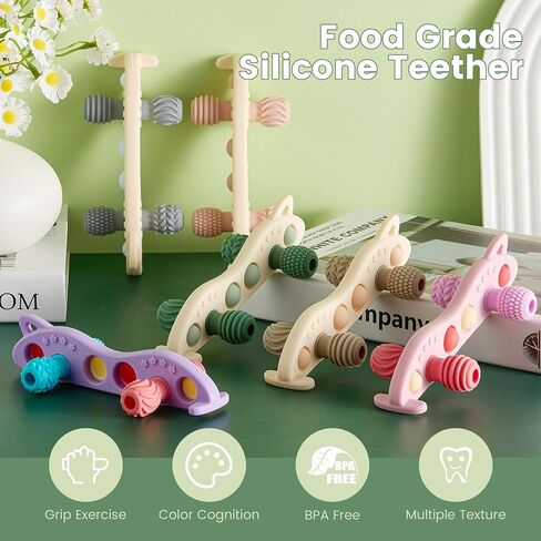 Baby Teething Toys Silicone Car Teether for Baby BPA Free Sensory Chew Toy (Green) in Kuwait