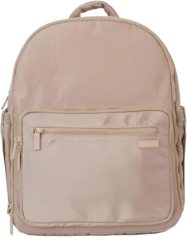 FAWN DESIGN Nylon Diaper Bag Backpack with Changing Pad, Beige Backpack Diaper Bag with 11 Interior and 5 Exterior Pockets, Padded and Adjustable Straps for All Day Comfort, 16x13x7 inches in Saudi Arabia