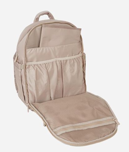 FAWN DESIGN Nylon Diaper Bag Backpack with Changing Pad, Beige Backpack Diaper Bag with 11 Interior and 5 Exterior Pockets, Padded and Adjustable Straps for All Day Comfort, 16x13x7 inches in Saudi Arabia