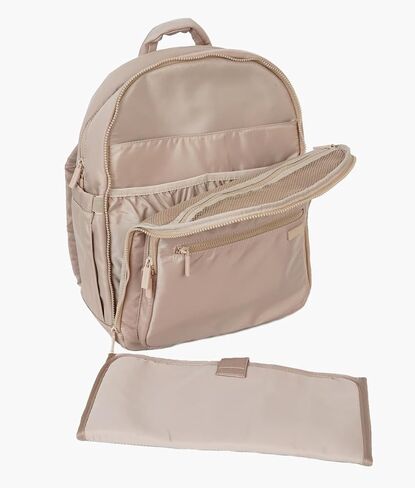 FAWN DESIGN Nylon Diaper Bag Backpack with Changing Pad, Beige Backpack Diaper Bag with 11 Interior and 5 Exterior Pockets, Padded and Adjustable Straps for All Day Comfort, 16x13x7 inches in Saudi Arabia
