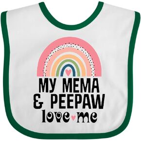 inktastic Mema and Peepaw Love Me Grandchild Rainbow Baby Bib in Kuwait